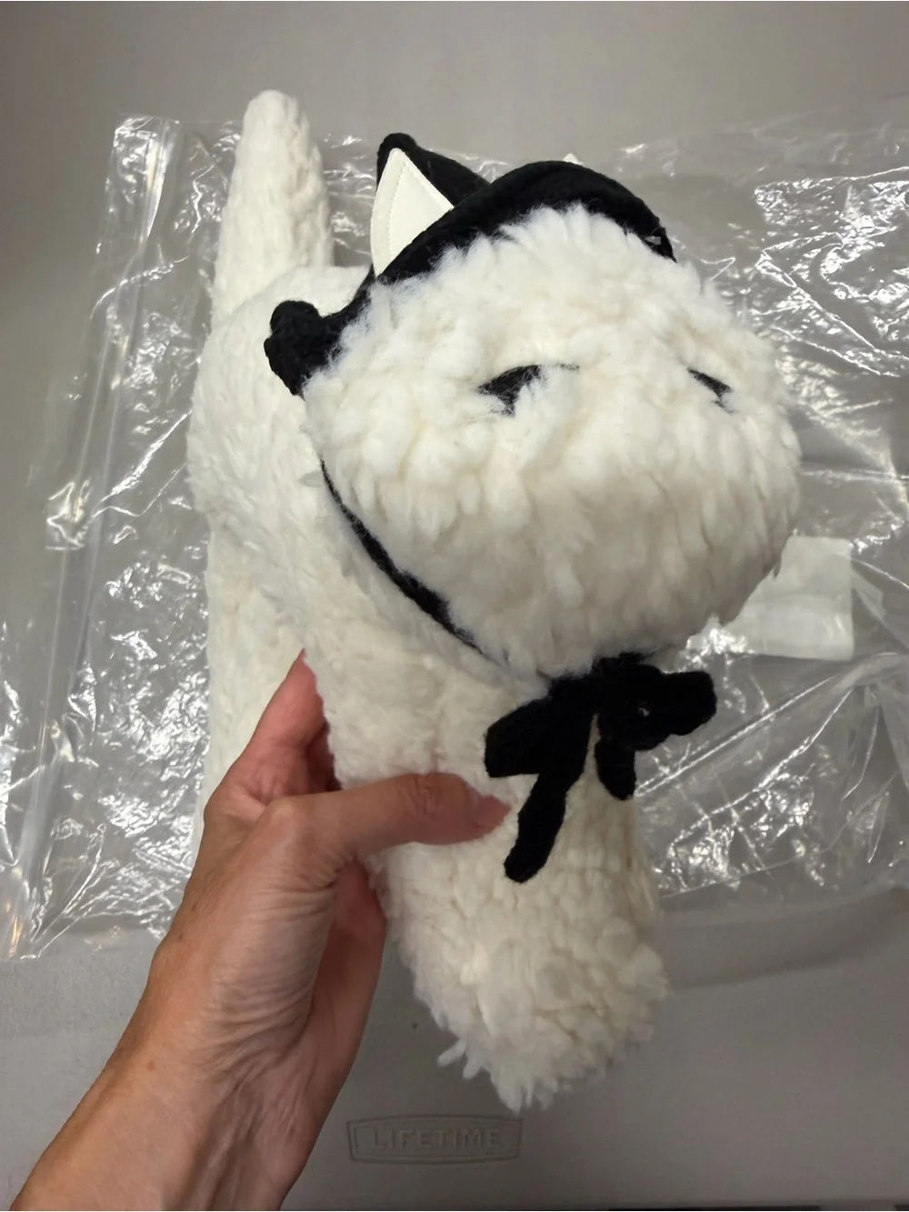 Pottery Barn Witch Hat Cat Shaped Pillow Halloween Decor White Kitty Black Hat